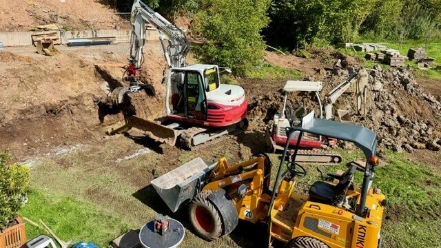 Baustelle der neuen Terrasse des Waldhotels Mangold