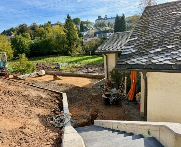 Baufortschritt an der neuen Terrasse des Waldhotels Mangold am 15. Oktober 2026